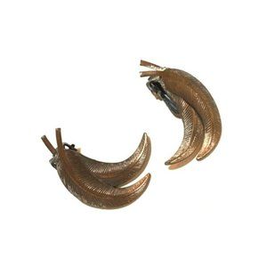 Vintage Copper Multiple Leaf Design Clip Earrings Beautiful Patina & Verdigris